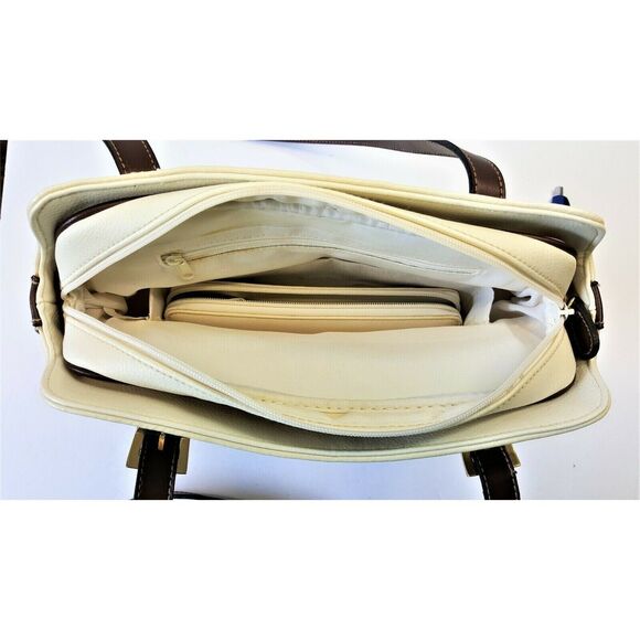 CL America Bone Color Faux Leather Shoulder Strap Handbag w/ Wallet / Billfold - Picture 9 of 12